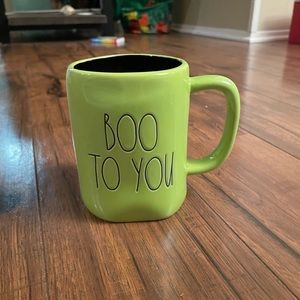 Rae Dunn green boo to you mug black inside